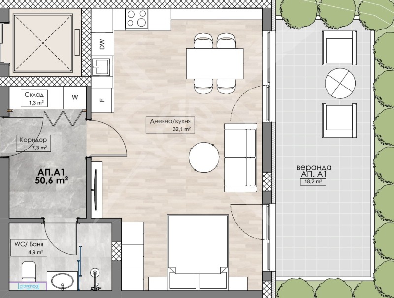 Продава 1-СТАЕНград Пловдив, Кършияка