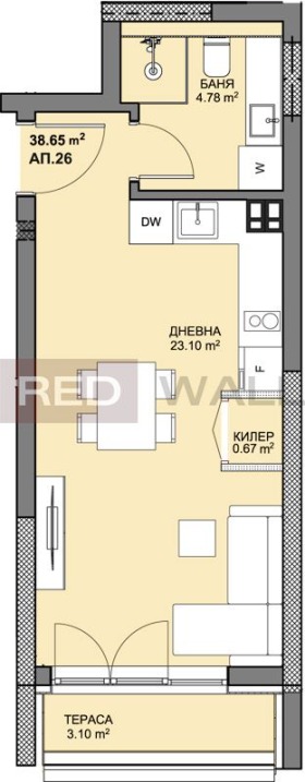 1-СТАЕН, 46 m2 - Holmes.bg 1-СТАЕН, 46 m2