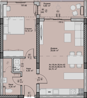 2-СТАЕН, 77 m2 - Holmes.bg 2-СТАЕН, 77 m2