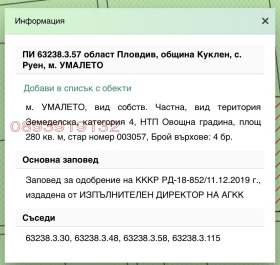 Продава Парцел, с. Руен