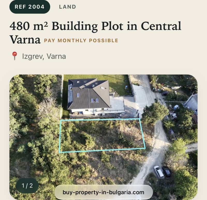 Продава ПАРЦЕЛ, град Варна, Изгрев • 94250 € • 25638000 1 — Holmes.bg Продава ПАРЦЕЛ, град Варна, Изгрев • 94250 € • 25638000 1