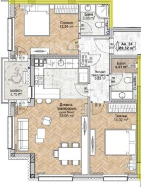 3-СТАЕН, 103 m2 - Holmes.bg 3-СТАЕН, 103 m2