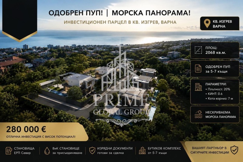 Продава ПАРЦЕЛ, град Варна, Изгрев • 279990 € / 547612.84 лв. • 92716381 1 — Holmes.bg Продава ПАРЦЕЛ, град Варна, Изгрев • 279990 € / 547612.84 лв. • 92716381 1
