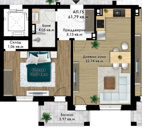 2-СТАЕН, 71 m2 - Holmes.bg 2-СТАЕН, 71 m2