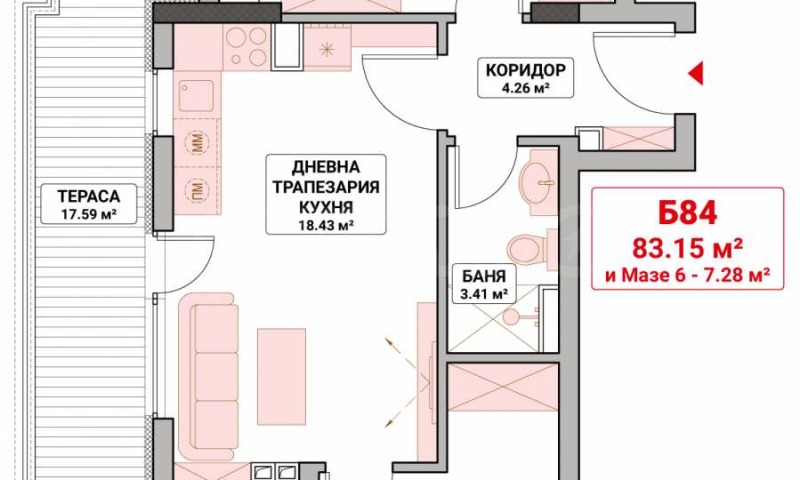 Продается  2 спальни София , Младост 4 , 99 кв.м | 89465929 - изображение [2]