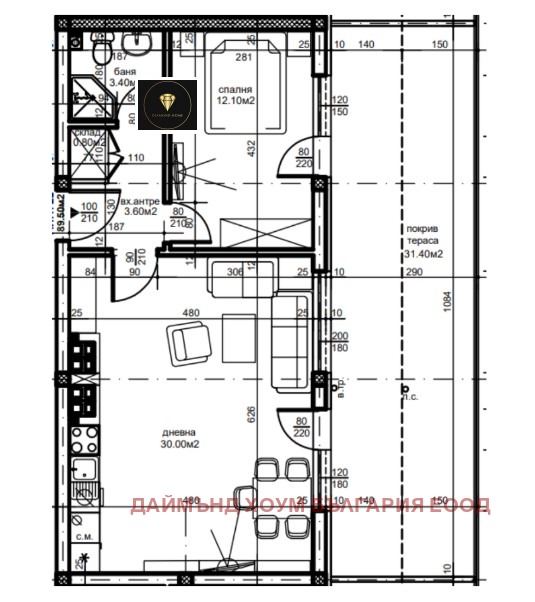 На продаж  1 спальня Пловдив , Южен , 110 кв.м | 49950337 - зображення [2]