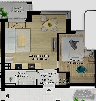 Till salu  1 sovrum Plovdiv , Komatevo , 61 kvm | 47884941