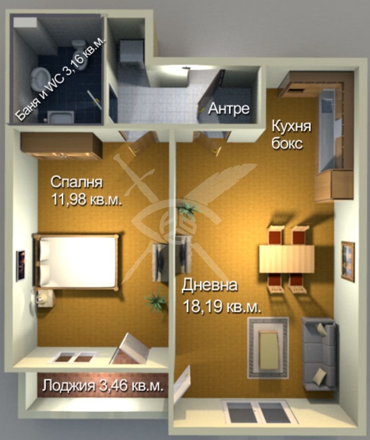 Продава  2-стаен град Бургас , Меден рудник - зона А , 58 кв.м | 79056818