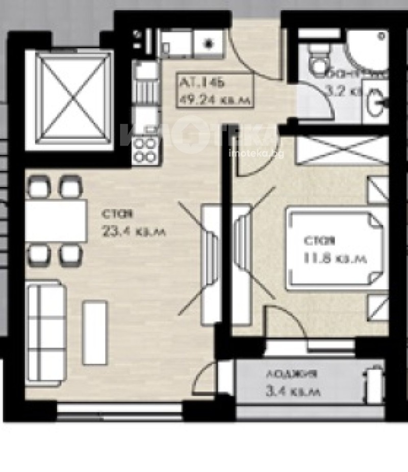 Na prodej  1 ložnice Sofia , Družba 2 , 58 m2 | 31082211 - obraz [2]
