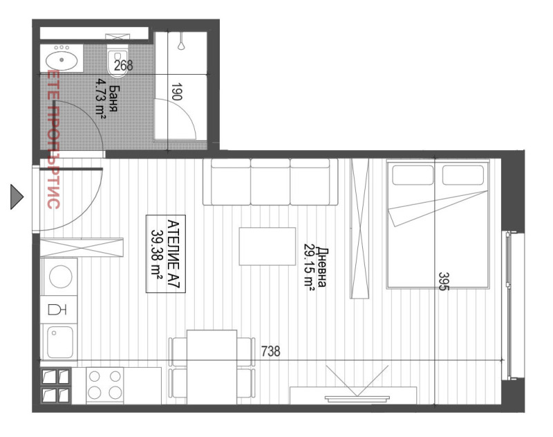 Продава 1-СТАЕН в град София, Център - 47 кв.м / 151 710 € » 296 718.97 лв., ЕТЕ ПРОПЪРТИС