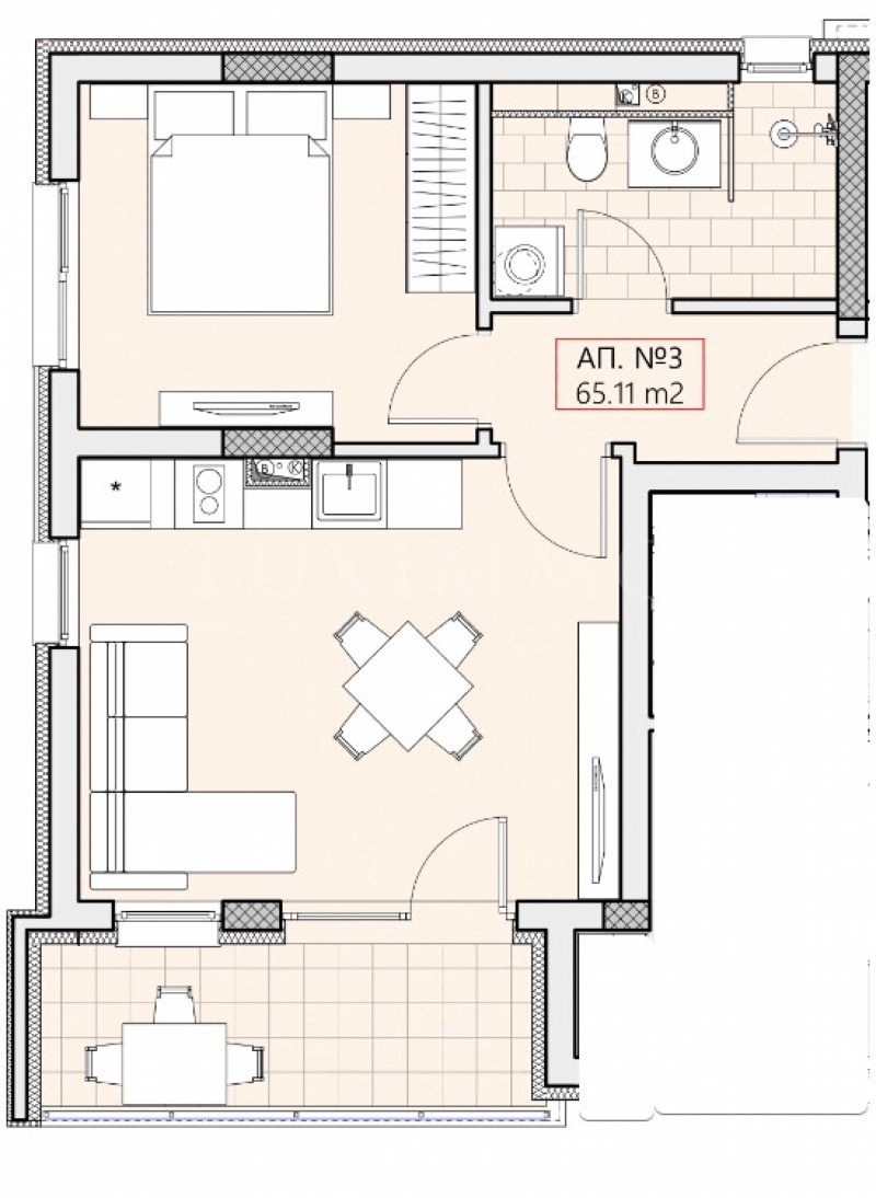 Myytävänä  1 makuuhuone Burgasin alue , Sveti Vlas , 65 neliömetriä | 62433937 - kuva [2]