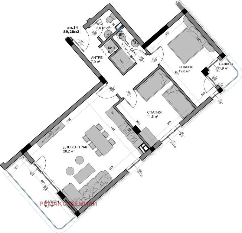 Myytävänä  2 makuuhuonetta Varna , Vladislav Varnentšik 2 , 102 neliömetriä | 82014376 - kuva [3]