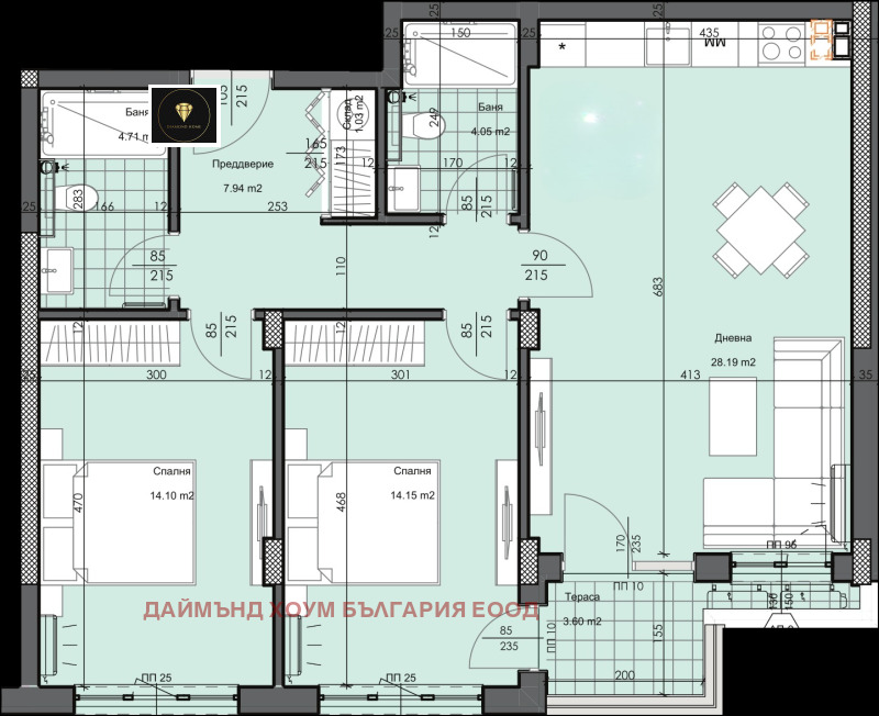 Myytävänä  2 makuuhuonetta Plovdiv , Gagarin , 109 neliömetriä | 94638892 - kuva [8]
