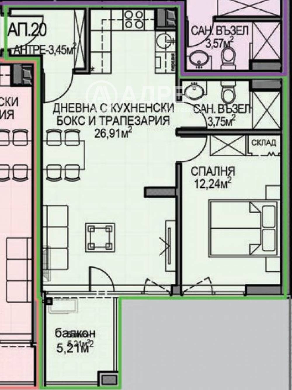 Продава 2-СТАЕН, гр. София, Обеля 2, снимка 4 - Апартаменти - 54042028