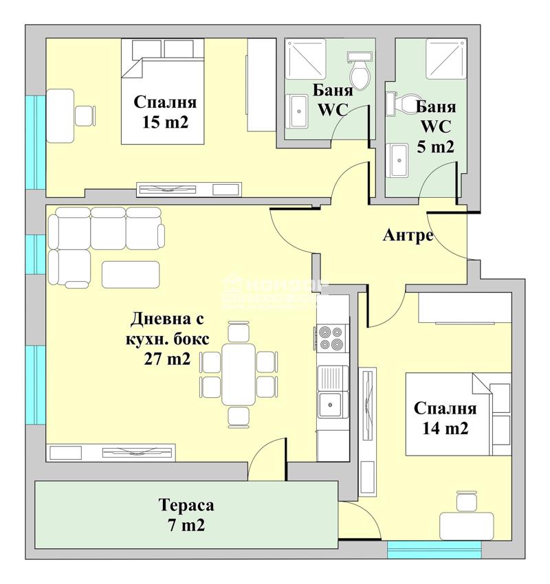 Продается  2 спальни Пловдив , Христо Смирненски , 104 кв.м | 33850469 - изображение [2]