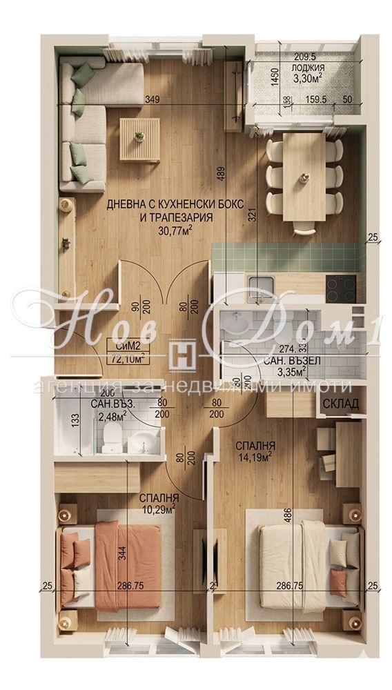 Продава 3-СТАЕН, гр. София, Обеля