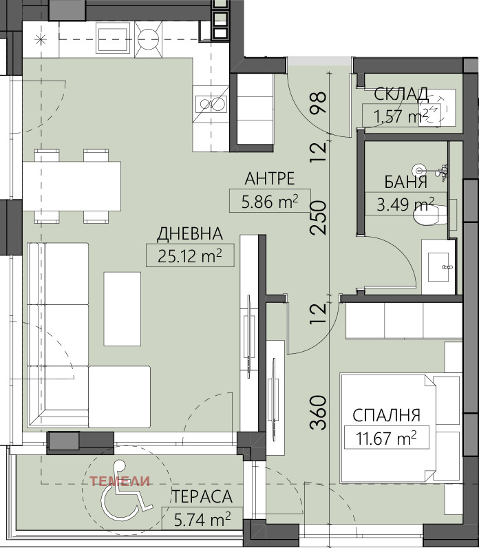 Myytävänä  1 makuuhuone Plovdiv , Mladežki Halm , 75 neliömetriä | 40490487 - kuva [4]