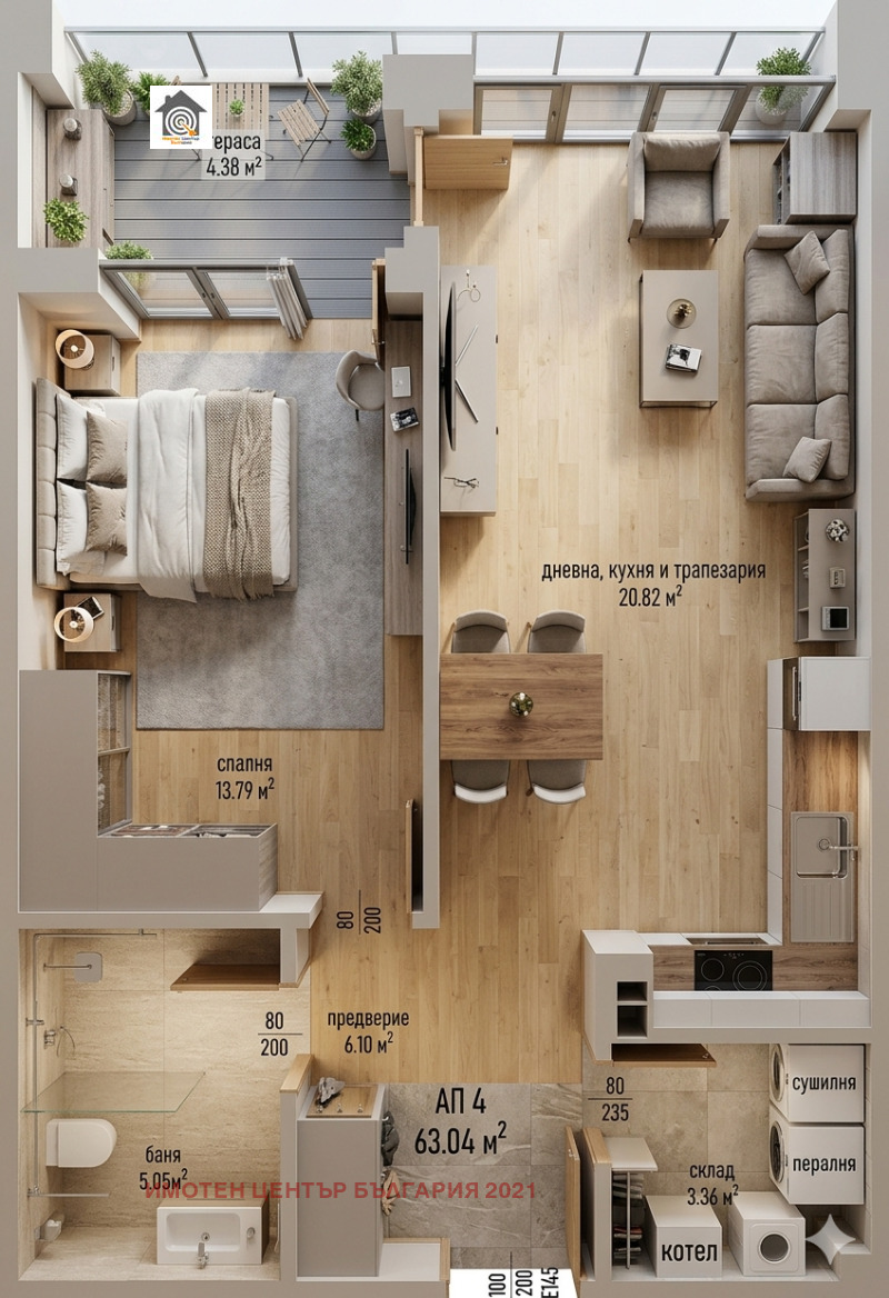 Продава 2-СТАЕН в град София, Дървеница - 79 кв.м / 174 800 € » 341 879.08 лв., ИМОТЕН ЦЕНТЪР БЪЛГАРИЯ 2021