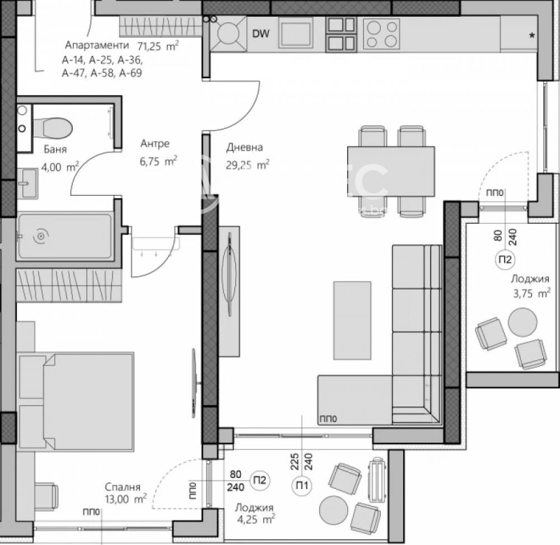 De vânzare  1 dormitor Plovdiv , Hristo Smirnensci , 84 mp | 42948317