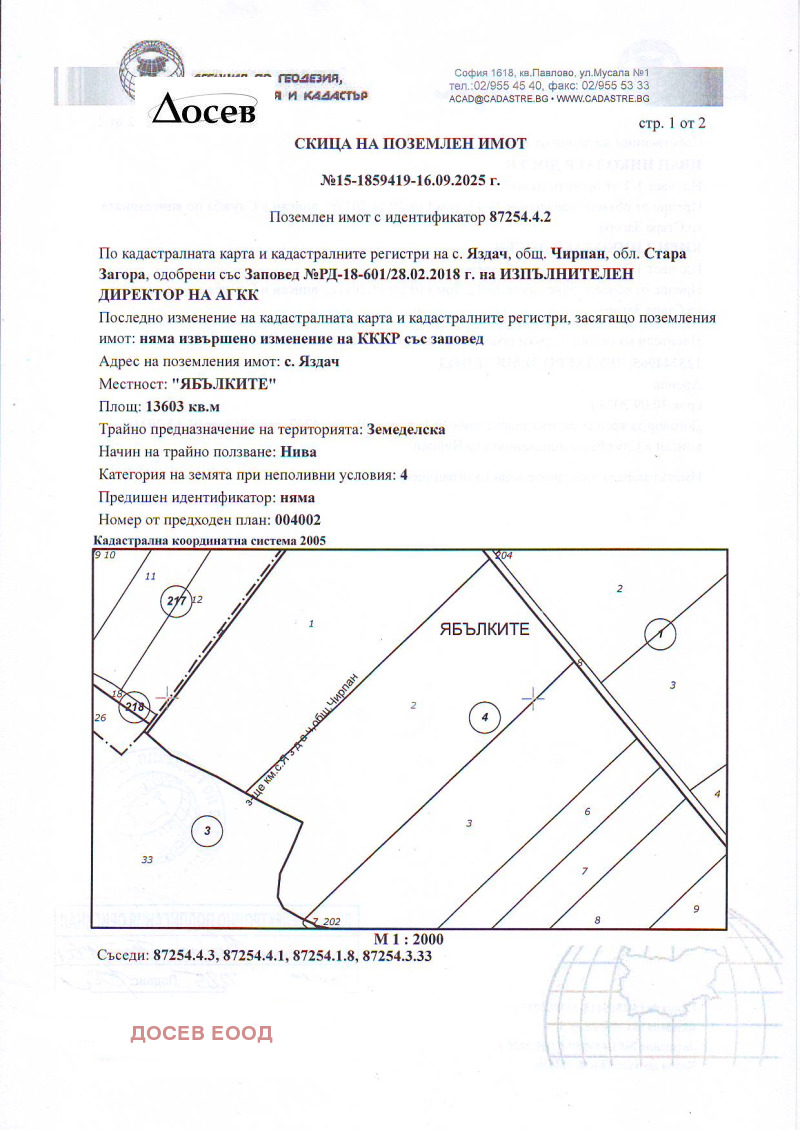 Продава  Земеделска земя област Стара Загора , с. Яздач , 19 дка | 62037162 - изображение [2]