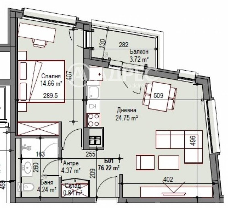 En venta  1 dormitorio Sofia , Sujata reka , 76 metros cuadrados | 74022127 - imagen [3]