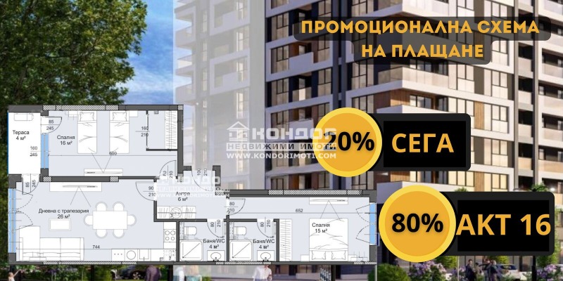 Продава 3-СТАЕН, гр. Пловдив, Тракия