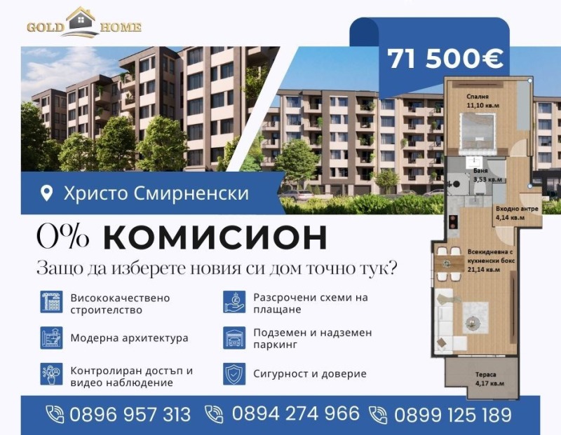 Продава 2-СТАЕН, град Пловдив, Христо Смирненски • 71500 € • 75668703 — Holmes.bg