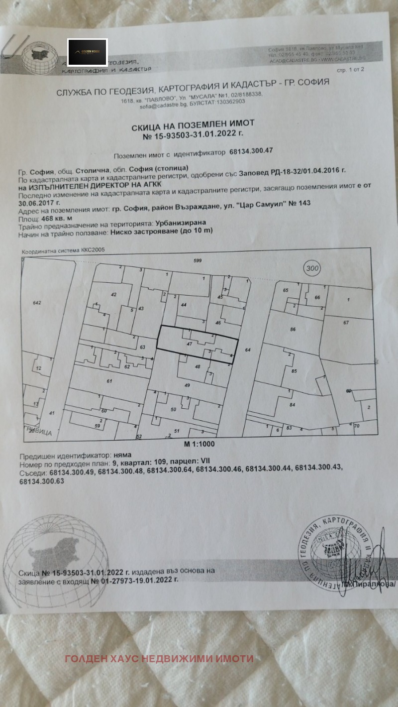 Продава ПАРЦЕЛ в град София, Център - 468 кв.м / 1 200 000 € » 2 346 996.00 лв., ГОЛДЕН ХАУС НЕДВИЖИМИ ИМОТИ