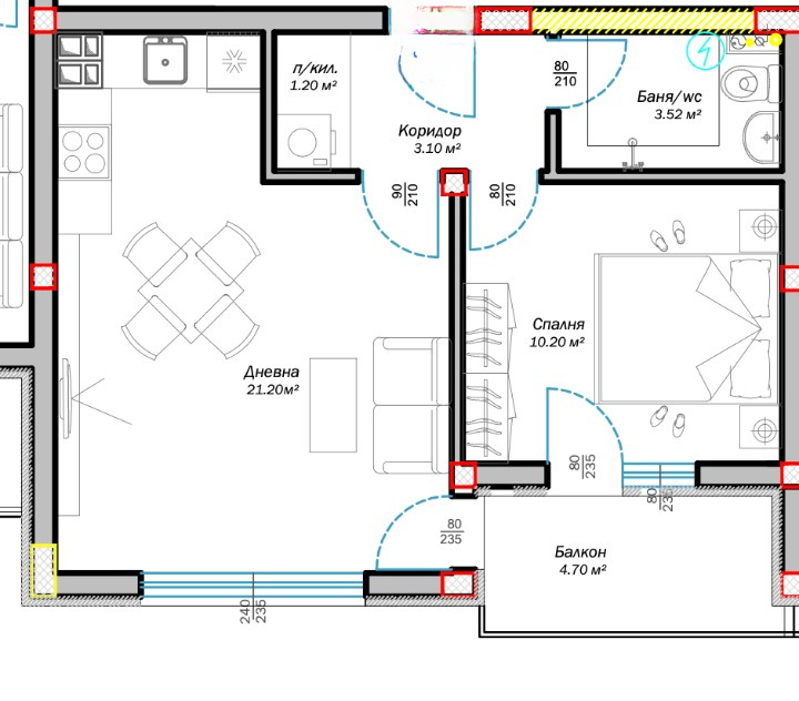 Продается  1 спальня Варна , Изгрев , 60 кв.м | 66994893 - изображение [3]