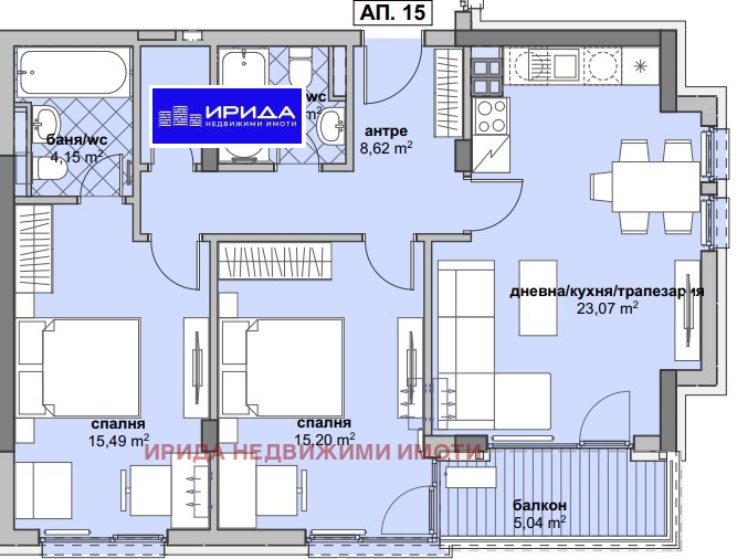 Myytävänä  2 makuuhuonetta Sofia , Ljulin 6 , 109 neliömetriä | 59102366