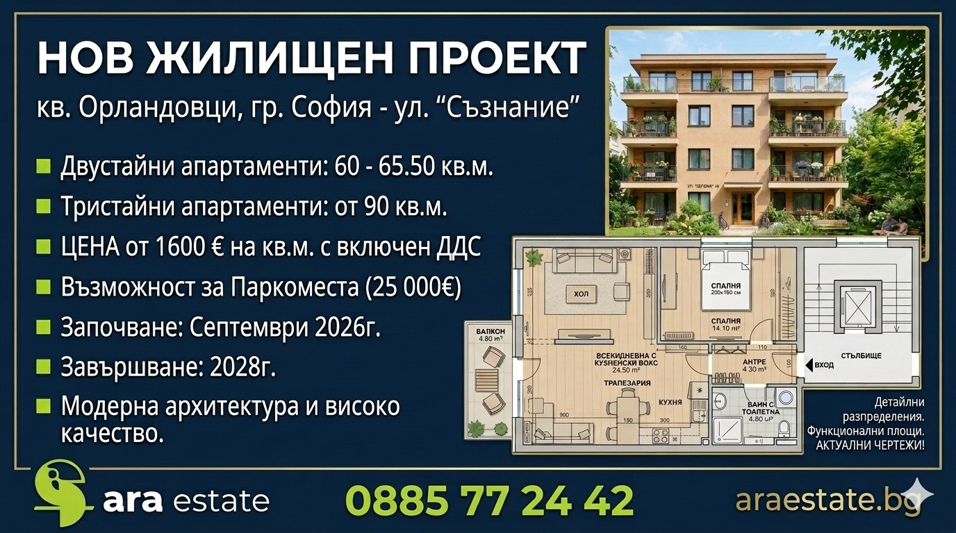 Продава 2-СТАЕН, гр. София, Орландовци, снимка 1 - Апартаменти - 54721912