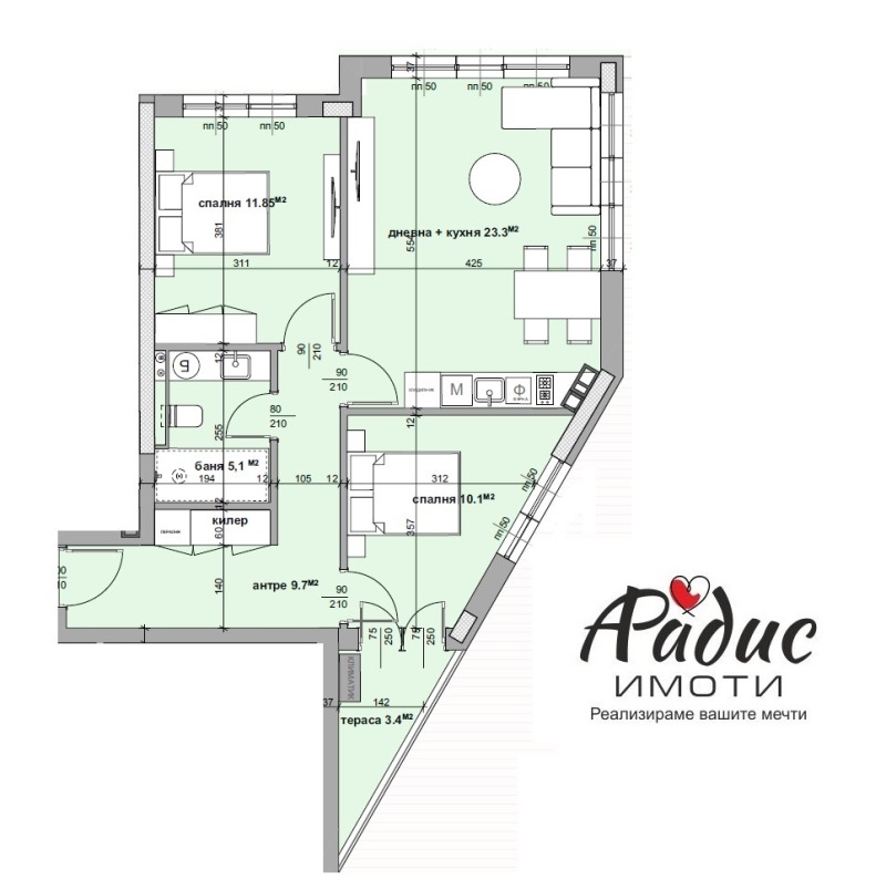 Продава  1-стаен град Стара Загора , Студентско градче , 59 кв.м | 86107863 - изображение [4]