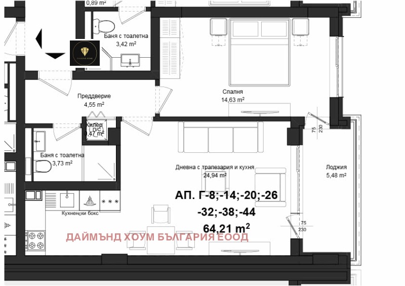 Til salg  1 soveværelse Plovdiv , Gagarin , 73 kvm | 68773953 - billede [4]
