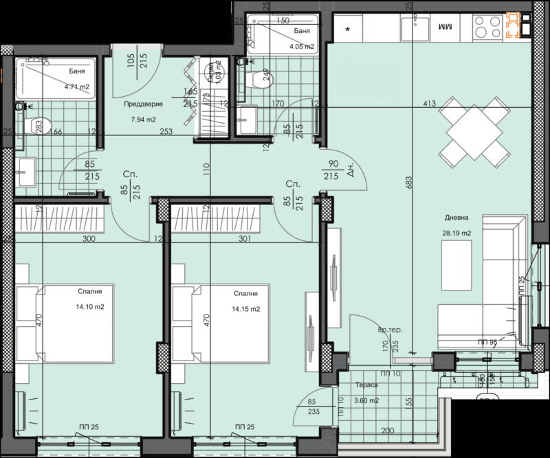 Zu verkaufen  2 Schlafzimmer Plowdiw , Gagarin , 112 qm | 24283149 - Bild [2]