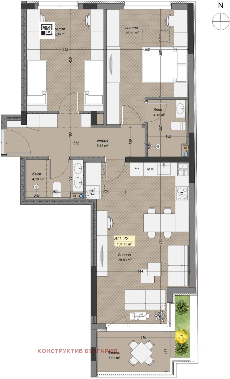 Na prodej  2 ložnice Sofia , Levski V , 119 m2 | 70234740 - obraz [2]