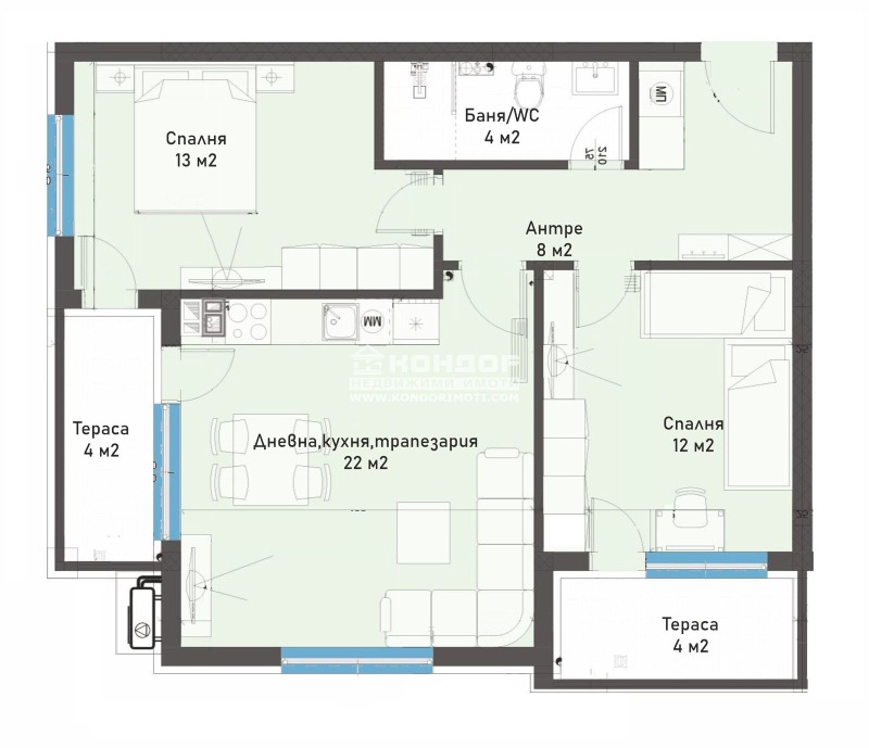 À venda  2 quartos Plovdiv , Karchiiaka , 93 m² | 65646302 - imagem [5]