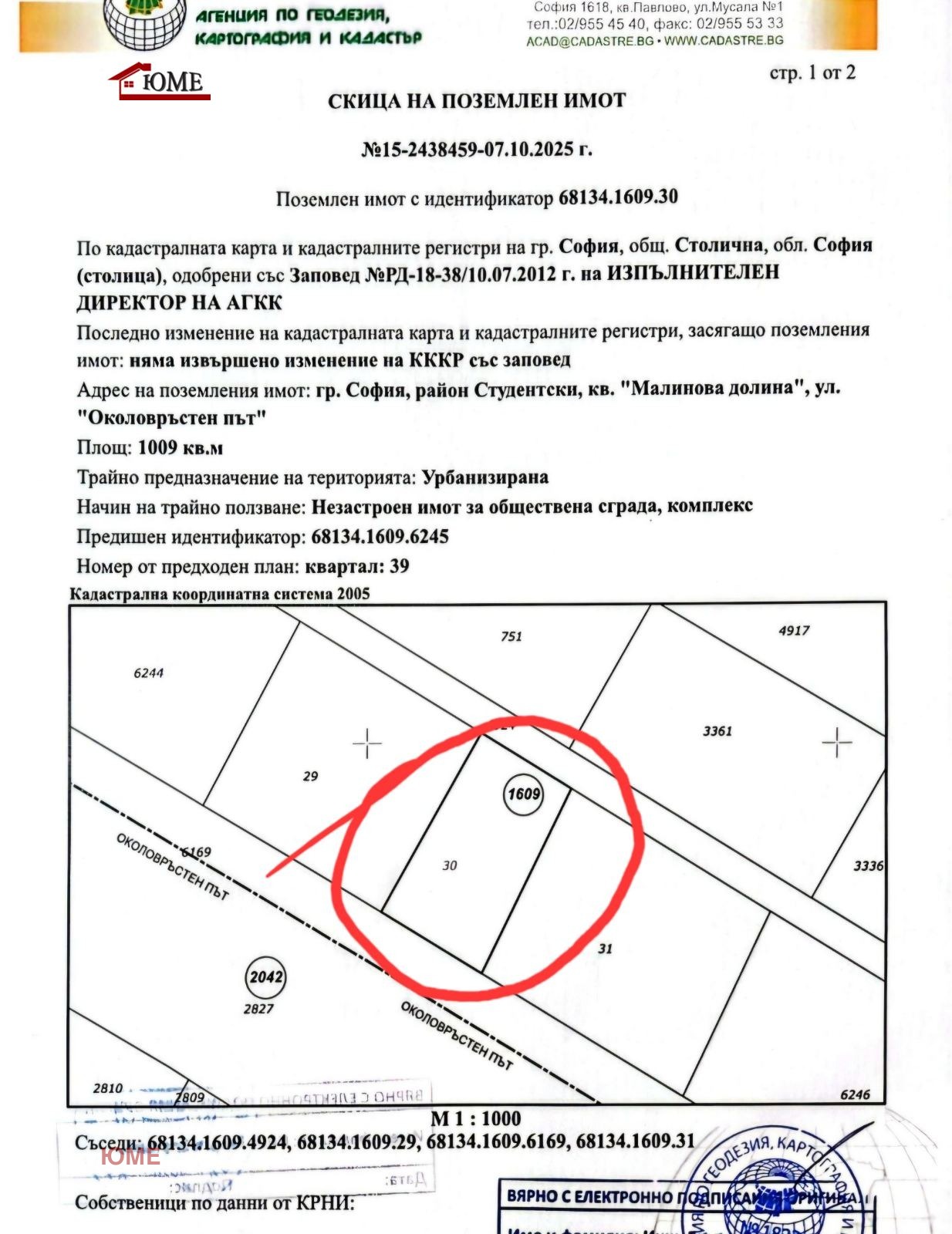 Продава ПАРЦЕЛ, гр. София, Малинова долина