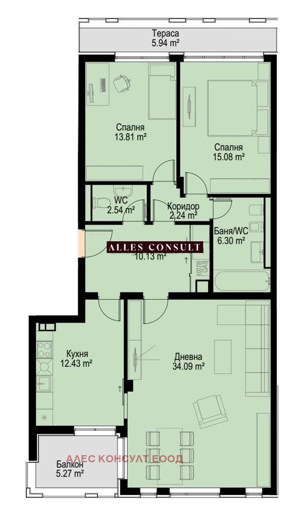 Myytävänä  2 makuuhuonetta Sofia , Bojana , 151 neliömetriä | 92667839 - kuva [2]