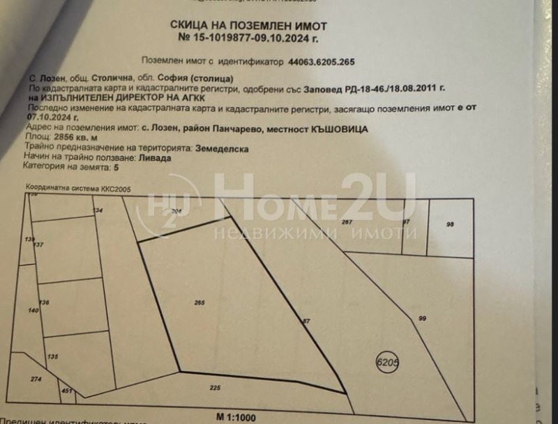Продава ПАРЦЕЛ в град София, с. Лозен - 2856 кв.м / 140000 $, ХОУМ ТУ Ю БЪЛГАРИЯ АД - ОФИС МОНТЕВИДЕО
