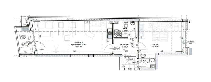 Myytävänä  1 makuuhuone Stara Zagora , Železnik - tsentar , 100 neliömetriä | 24638607 - kuva [2]