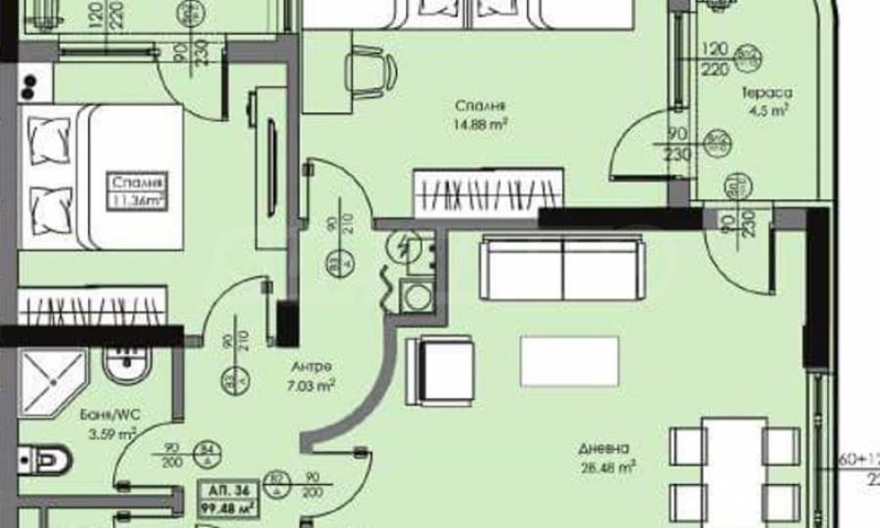 Продава 3-СТАЕН, гр. Бургас, Славейков, снимка 2 - Aпартаменти - 48868097