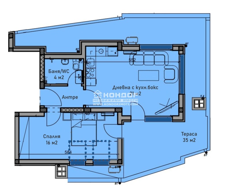 Продава 2-СТАЕН, гр. Пловдив, Коматево, снимка 2 - Апартаменти - 52667574