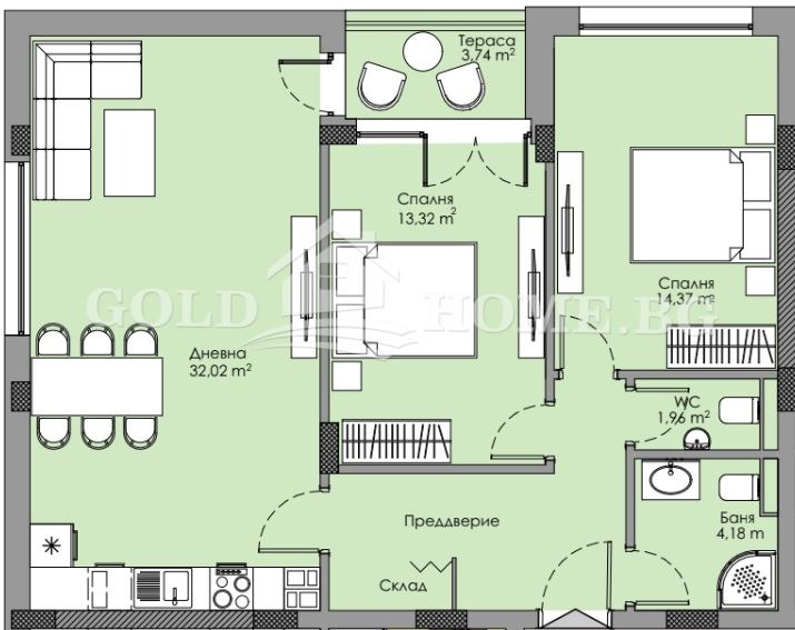 Продается  2 спальни Пловдив , Христо Смирненски , 85 кв.м | 61226350 - изображение [3]