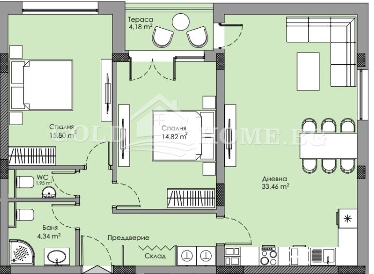 Продается  2 спальни Пловдив , Христо Смирненски , 85 кв.м | 61226350 - изображение [5]