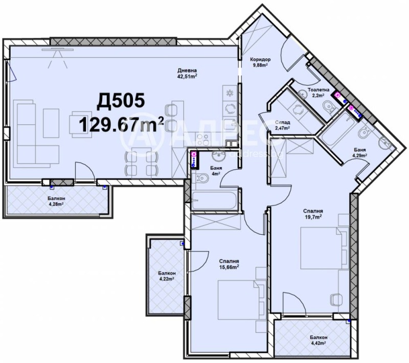 Продава 3-СТАЕН, гр. София, Полигона, снимка 3 - Апартаменти - 52439206