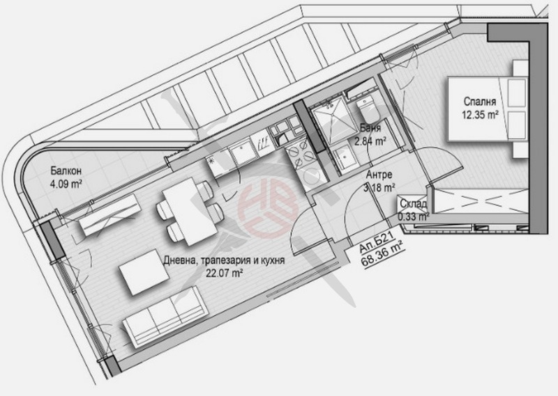 Продава 2-СТАЕН, гр. София, Кръстова вада, снимка 1 - Aпартаменти - 48225099