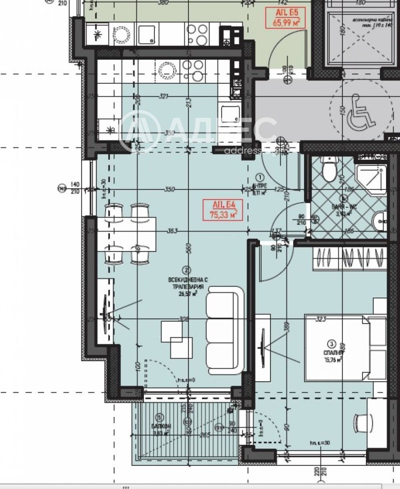 Na prodej  1 ložnice Sofia , Levski , 75 m2 | 53396333 - obraz [4]