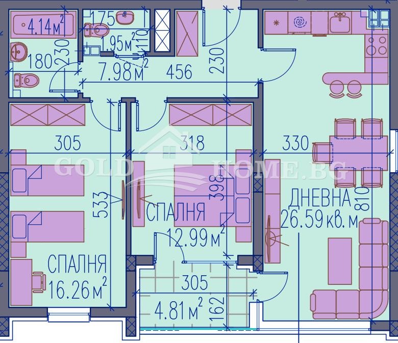 Till salu  2 sovrum Plovdiv , Kamenica 2 , 99 kvm | 54777910 - bild [3]