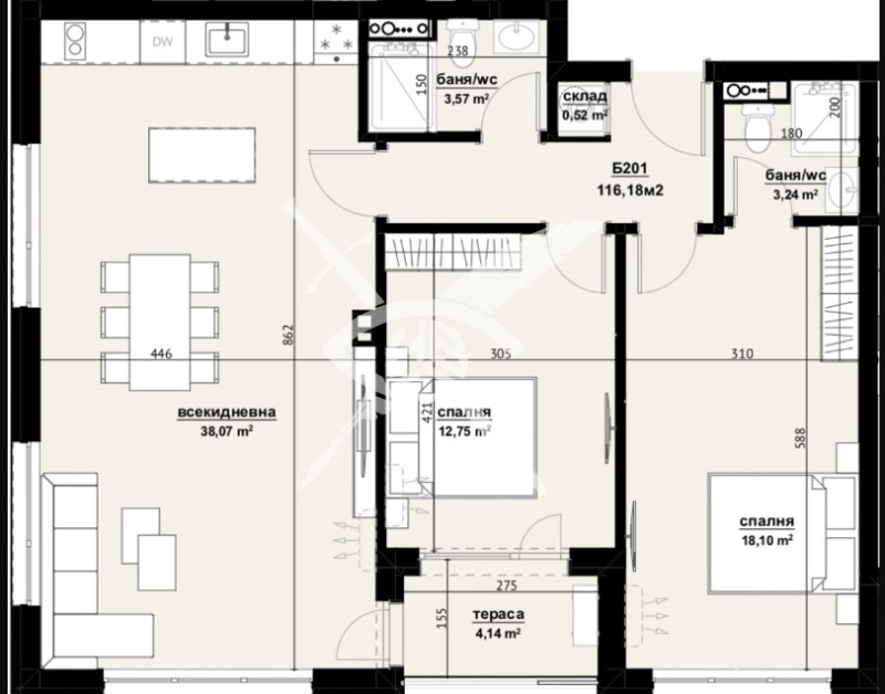 Продава 3-СТАЕН, гр. Бургас, Изгрев, снимка 2 - Aпартаменти - 48316838