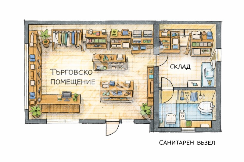 Продава МАГАЗИН в град София, Христо Ботев - 55 кв.м / 100 000 € » 195 583.00 лв., ЕКС НВД ООД